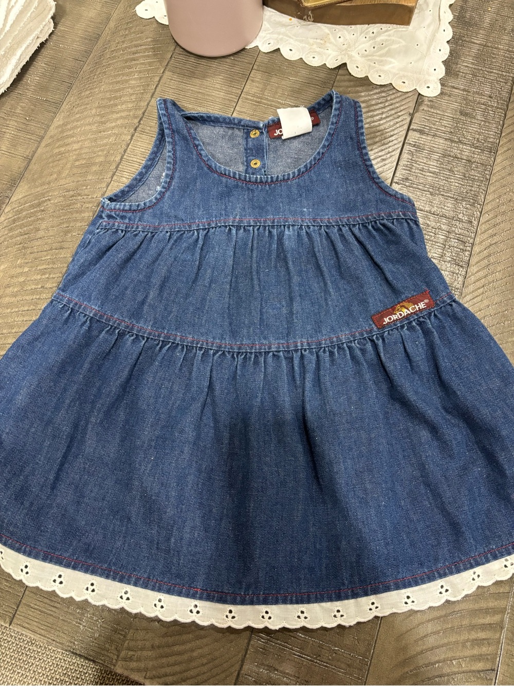 Jordache Denim Toddler Dress with Red Topstitching